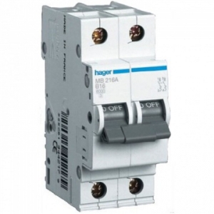Автоматический выключатель Hager 2P 4,5kA C-6A 2M MY206 2 полюса